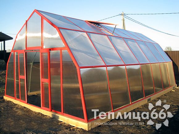 Теплица Дубрава под поликарбонат, ширина 4,0 метра (разборная, в упаковке, усиленная)